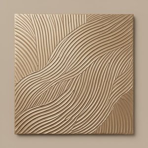 Ethereal Undulations In Sanded Ochre: A Monumental Study Of Organic Rhythmic Relief — David Moreau, Plaster & Texture Art