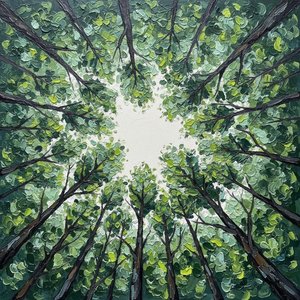 Radiant Canopy Convergence: A Singular Vision Of Emerald Light And Sculptural Forest Depth — David Moreau, Plaster & Texture Art