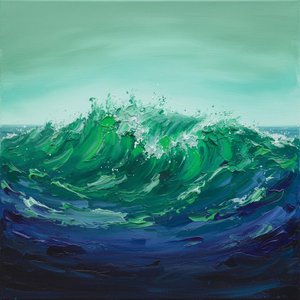 Ephemeral Majesty: Where Emerald Currents Meet The Haze Of Unseen Horizons — Christian Noiret, Contemporary Abstract Painting