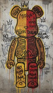 Monolithic Sovereign In Gilded Ochre And Distressed Terracotta Street Art Masterpiece — Laurent Caron