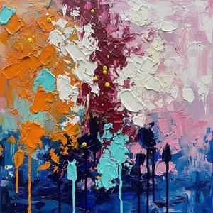 Ephemeral Gravity: An Impasto Symphony Of Ochre Light And Deep Azure Chaos — Christian Noiret, Contemporary Abstract