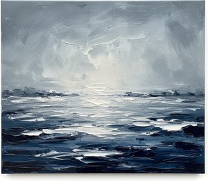 Monolithic Shadows In Midnight Tides: A Singular Study Of Light And Texture — Christian Noiret, Contemporary Abstract Painting