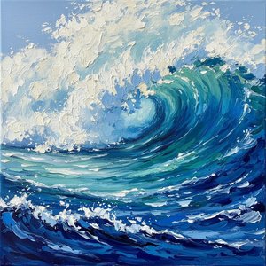 Monolithic Surge Of Cerulean Tides In A Singular Impasto Masterpiece — David Moreau