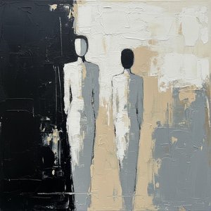 Monolithic Shadows And The Silent Echo Of Fragmented Souls In Monochrome — Laurent Fabre, Neo-abstract Art