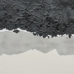 Fragmented Monolith: A Stratified Study Of Charcoal Impasto And Ethereal Light — David Moreau, Plaster & Texture Art