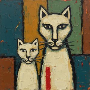 Monolithic Feline Shadows In Earthy Ochre And Verdant Vertical Rhythms — Christian Noiret