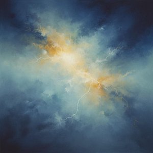 Celestial Radiance Amidst The Fragmented Shadows Of An Infinite Indigo Nebula — Christian Noiret