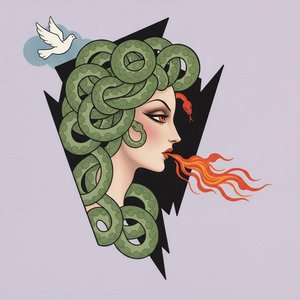 Serpents And White Dove Amidst A Dark Geometric Shard — Valentin Laurent De Courcey