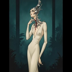 Crimson Descent Amidst Spiked Chrome And Deep Teal Shadows — Valentin Laurent De Courcey