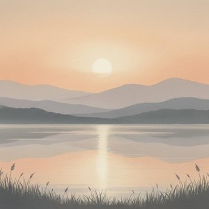 Ethereal Dawn Over Silken Peaks In A Meditative Peach And Grey Horizon — Laurent Roche