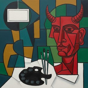 The Crimson Fragment: A Cubist Study In Primal Form — Marc Duvallier, Surrealism