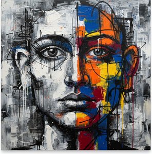 Duality Of Being: A Singular Fragmented Portrait In Prismatic Chaos And Monochrome — Christian Noiret
