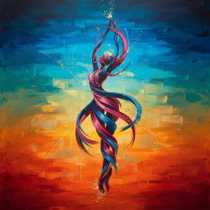 Celestial Cascade: Luminous Strands Against Indigo and Ember Tides