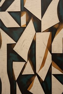 Fragmented Monolith: A Tesselated Study In Earthy Shadows And Structural Tension — Laurent Fabre, Neo-abstract Art (modern Abstract Compositions)
