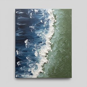 Ephemeral Tides Of Indigo And Sage In A Singular Impasto Masterpiece — David Moreau
