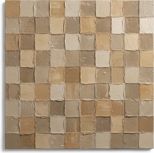 Monolithic Tesselations In Sand And Ochre: A Sculptural Study Of Earthly Rhythms — David Moreau, Plaster & Texture Art