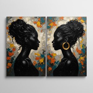 Celestial Echoes In Ochre: A Monumental Diptych Of Mirrored Souls And Primal Light — Christian Noiret