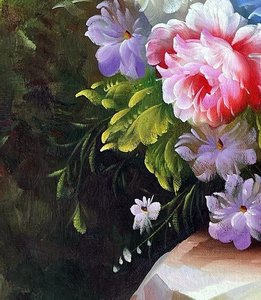 Romantic Floral Still Life On Stone Plinth