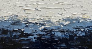 Ethereal Stratification Of Midnight Tides And Luminous Ivory Crests In Heavy Impasto — David Moreau, Contemporary Abstract