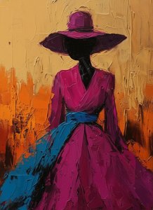 The Veiled Silhouette In Magenta And Ochre: A Monumental Expressionist Masterpiece — Christian Noiret, Contemporary Abstract