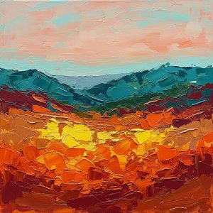 Ephemeral Horizons: Ochre Earth Meeting Azure Dusk In Layered Impasto Dreams — Christian Noiret