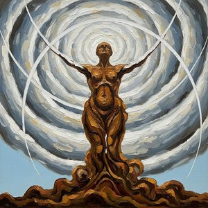 The Primordial Ascension: A Celestial Emergence In Ochre And Ether — Marc Duvallier