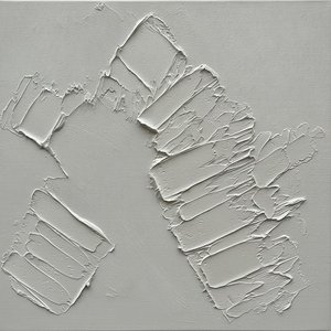 Fragmented Bone Ridges And Sculptural Grey Relief — David Moreau, Plaster & Texture Art