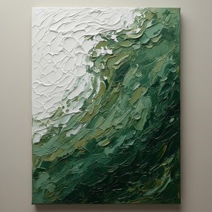 Fragmented Tides Of Emerald: A Monumental Study In White Impasto And Chaos — David Moreau
