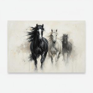 Ephemeral Momentum: A Monochromatic Study Of Three Galloping Spirits In Motion — Christian Noiret