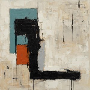 Monolithic Descent: A Heavy Gestural Study In Rust, Teal, And Obsidian Shadows — Laurent Fabre, Neo-abstract Art