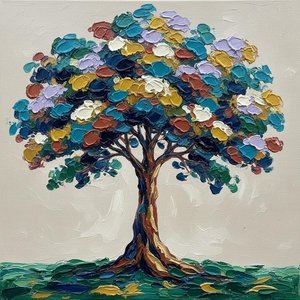 Ethereal Radial Growth: A Monolithic Study In Textured Teal And Ochre Impasto — Christian Noiret, Contemporary Abstract
