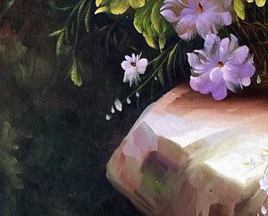 Romanticist Floral Still Life On Linen