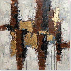 Fragmented Monoliths In Umber And Gold: A Sculptural Study Of Urban Silence — David Moreau, Plaster & Texture Art