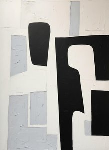 Monolithic Echoes In Achromatic Relief: A Singular Study Of Weight And Silence — Laurent Fabre, Neo-abstract Art (modern Abstract Compositions)