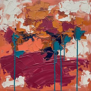 Fragmented Earth Tones And Teal Rhythms In A Monumental Impasto Study — Christian Noiret, Contemporary Abstract