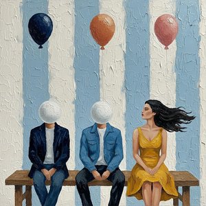 Silent Echoes of Serenity Amidst Muted Stripes and Floating Spheres