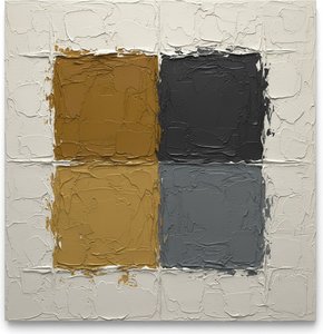 Monolithic Quadrants In Ochre And Slate: A Sculptural Study Of Tactile Stability — David Moreau