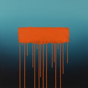 Monumental Amber Descent Amidst A Deep Cyan And Midnight Gradient Void — Laurent Vionnet
