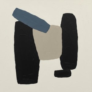Monolithic Silence: A Meditative Study Of Organic Shadows And Slate Blue Echoes — Laurent Fabre, Neo-abstract Art