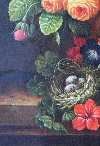 Barockes Blumenstillleben Mit Rosen Und Pfingstrosen