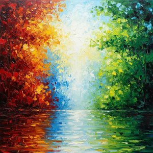 Ephemeral Light Across Waterways: A Study in Autumnal Resonance and Emerald Glow