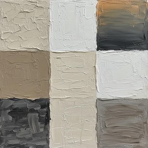 Monolithic Silence: A Sculptural Study In Earth Tones And Tactile Grid Geometry — David Moreau, Plaster & Texture Art