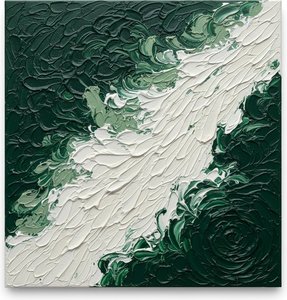 Emergent Tides Of Emerald And Alabaster In Sculptural Impasto Motion — David Moreau