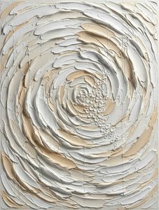 Ethereal Swirl Of Sculptural Light In Monochromatic Impasto Relief — David Moreau