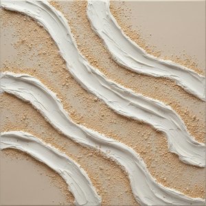 Sculpted Rhythms In Cream And Sand: A Monolithic Study Of Organic Impasto Waves — David Moreau, Plaster & Texture Art
