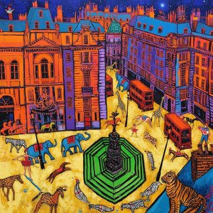 A Surrealist Menagerie Amidst The Luminous Geometry Of An Eternal Urban Plaza — Caroline Pelletier