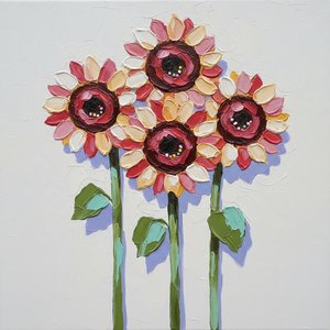 Earthen Ochre Sunflowers In A Meditative Study Of Textured Impasto Light — Adrien Cordier