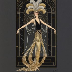 Gilded Radial Arch With Cascading Pearls And Plumage — Valentin Laurent De Courcey, Art Deco