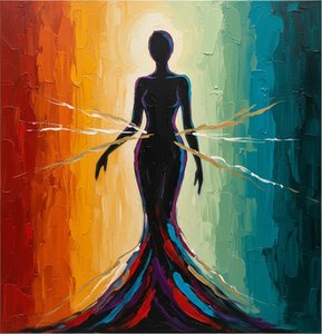 Eternal Fracture Of The Prismatic Soul In Heavy Impasto Gold And Midnight — Christian Noiret