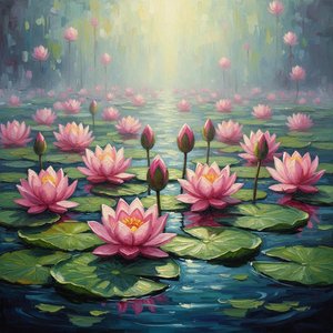 Ethereal Bloom In Radiant Mist: A Singular Vision Of Serene Lotus Sanctuary — Christian Noiret